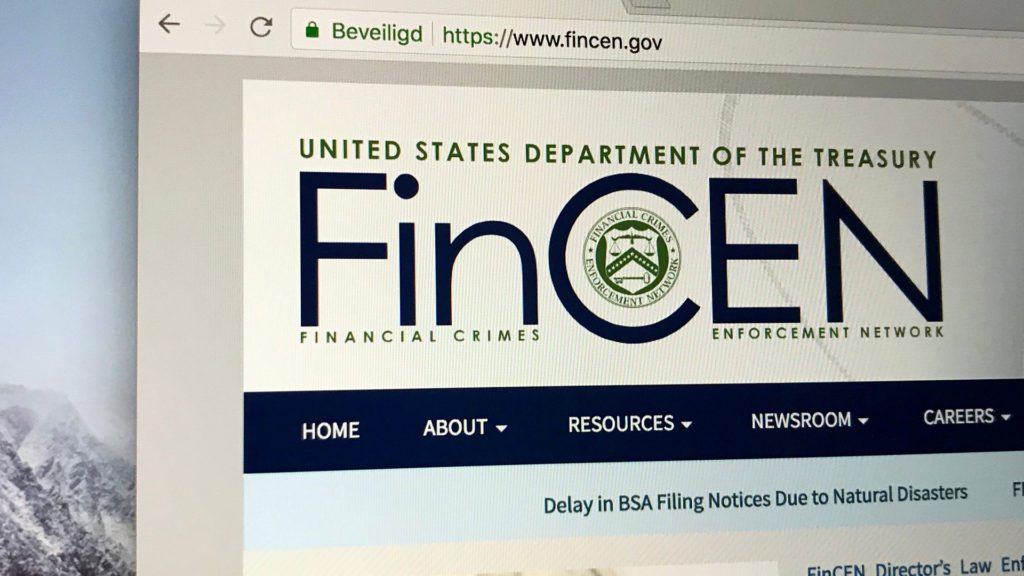 FinCEN website within internet browser on computer screen